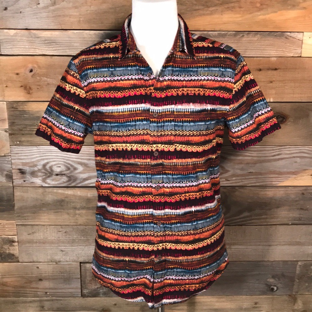 21Men Short Sleeve Tribal Print Shirt